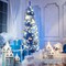 6ft Blue PVC Pencil Christmas Tree with 520 Tips, Metal Stand, Slim Space-Saving Design and Unique Holiday Look